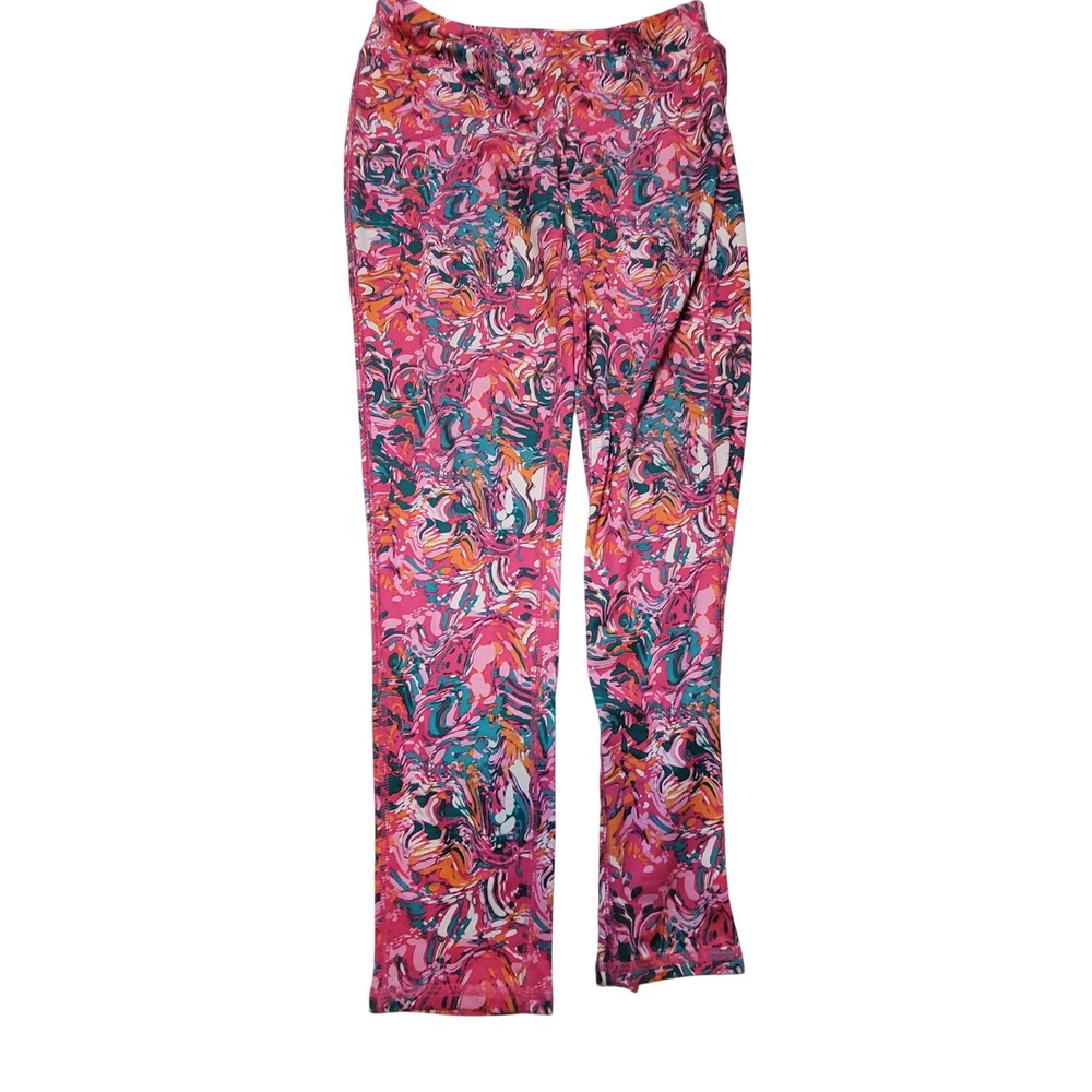 MVP Sport Girls XL 14/16 Pink Abstract Swirl Colorful Athletic Leggings Stretch